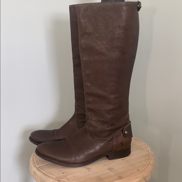 Frye Shoes - Frye Melissa Button Tall Back Zip Boots size 7.5